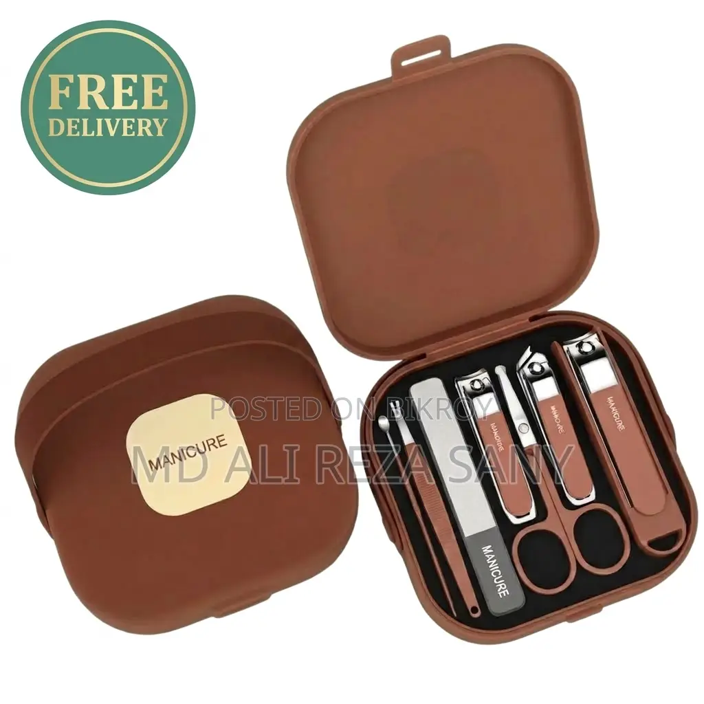 Premium 7-in-1 Manicure Pedicure Grooming Kit - Leatherette Box