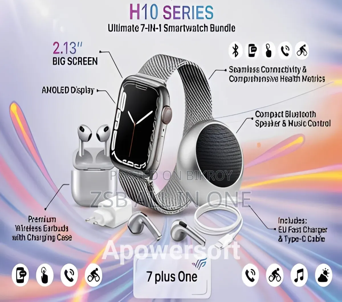 H10 সিরিজ স্মার্টওয়াচ কম্বো প্যাক – ২.১৩