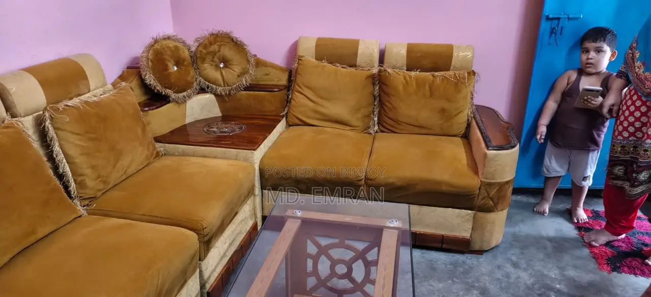 Corner Sofa, Tea Table Wall Showcase