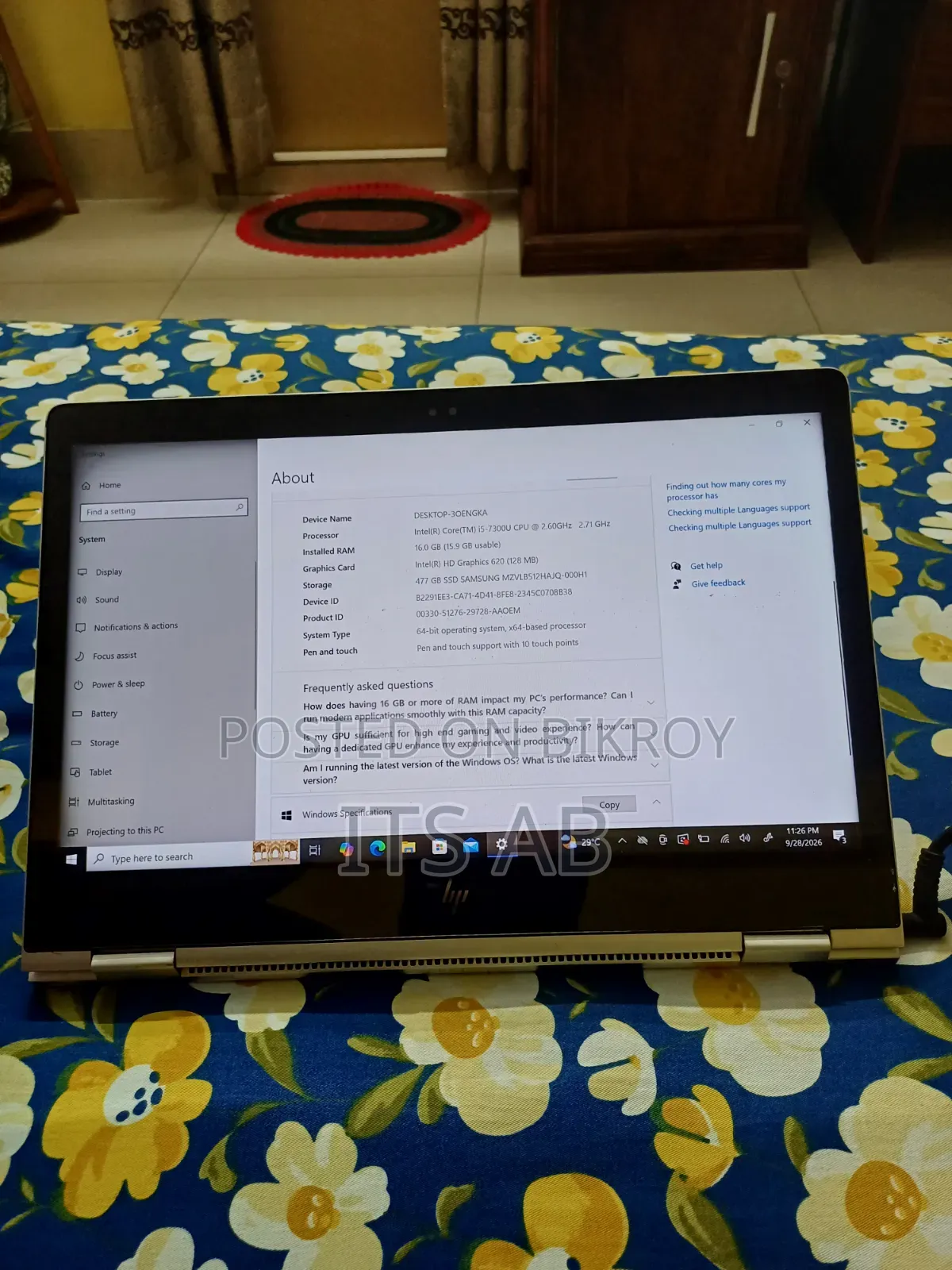 Laptop HP EliteBook x360 1030 G2 8GB Intel Core i5 SSD 512GB