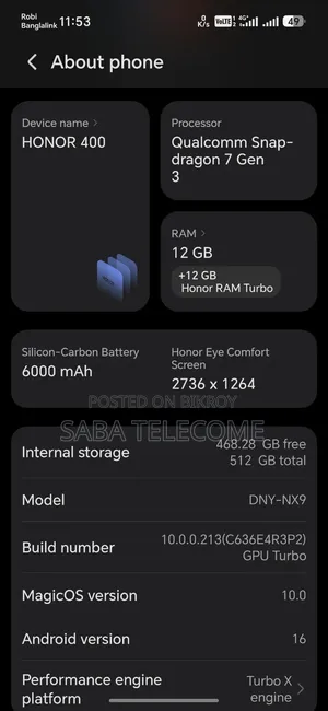 Honor 400 512 GB Rose Gold
