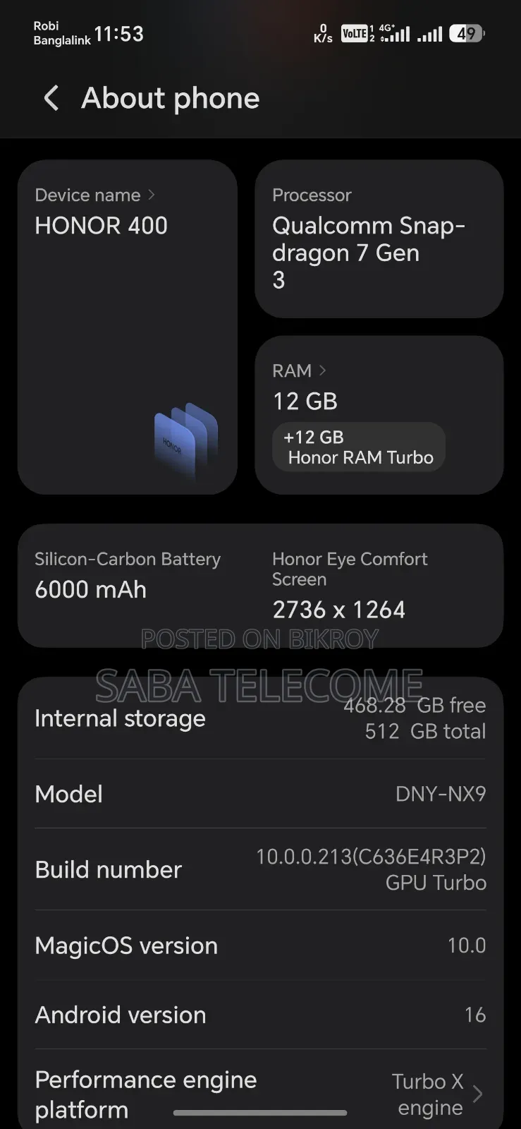 Honor 400 512 GB Rose Gold