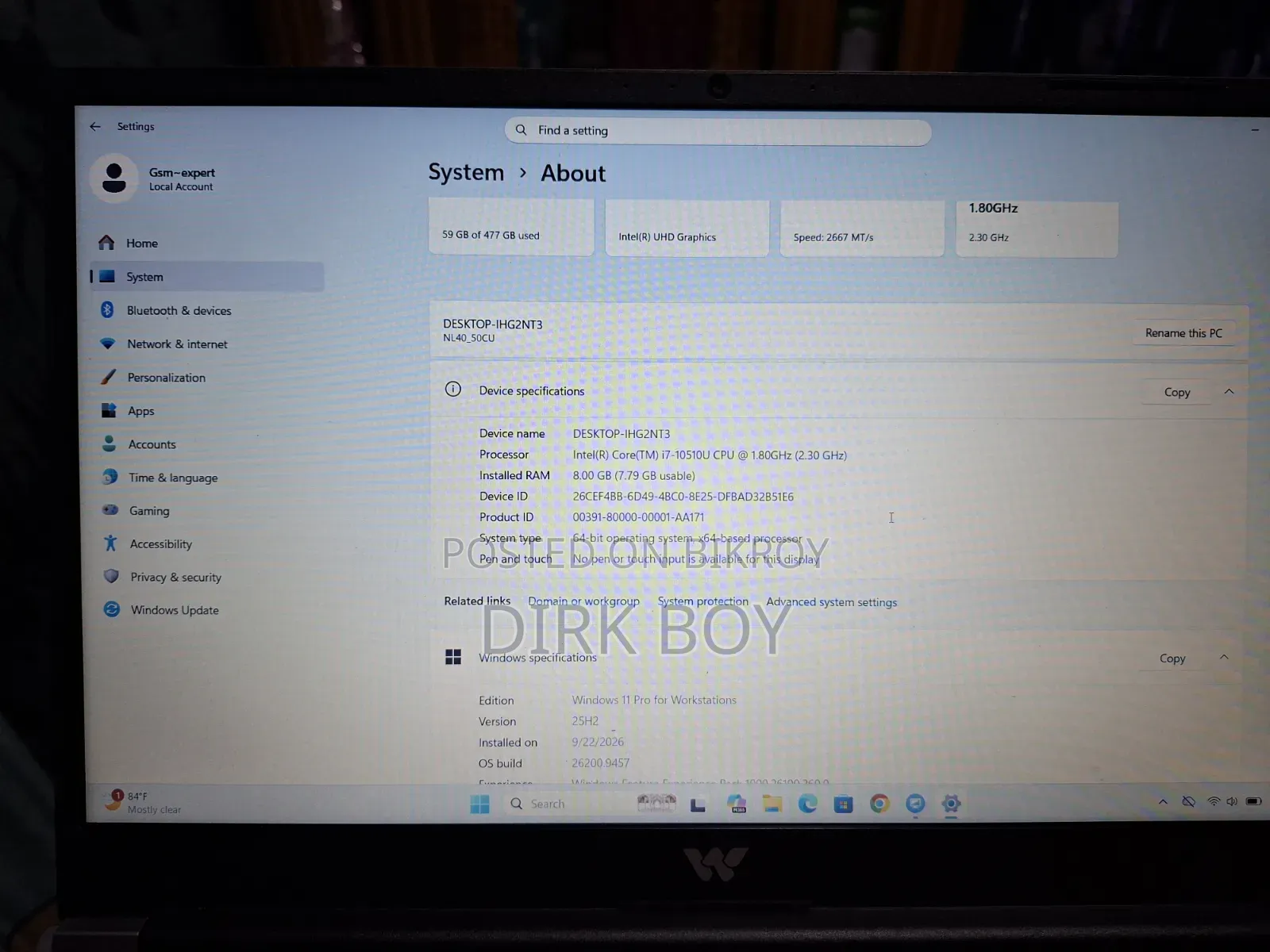 Laptop 8GB Intel Core i3 SSD 512GB