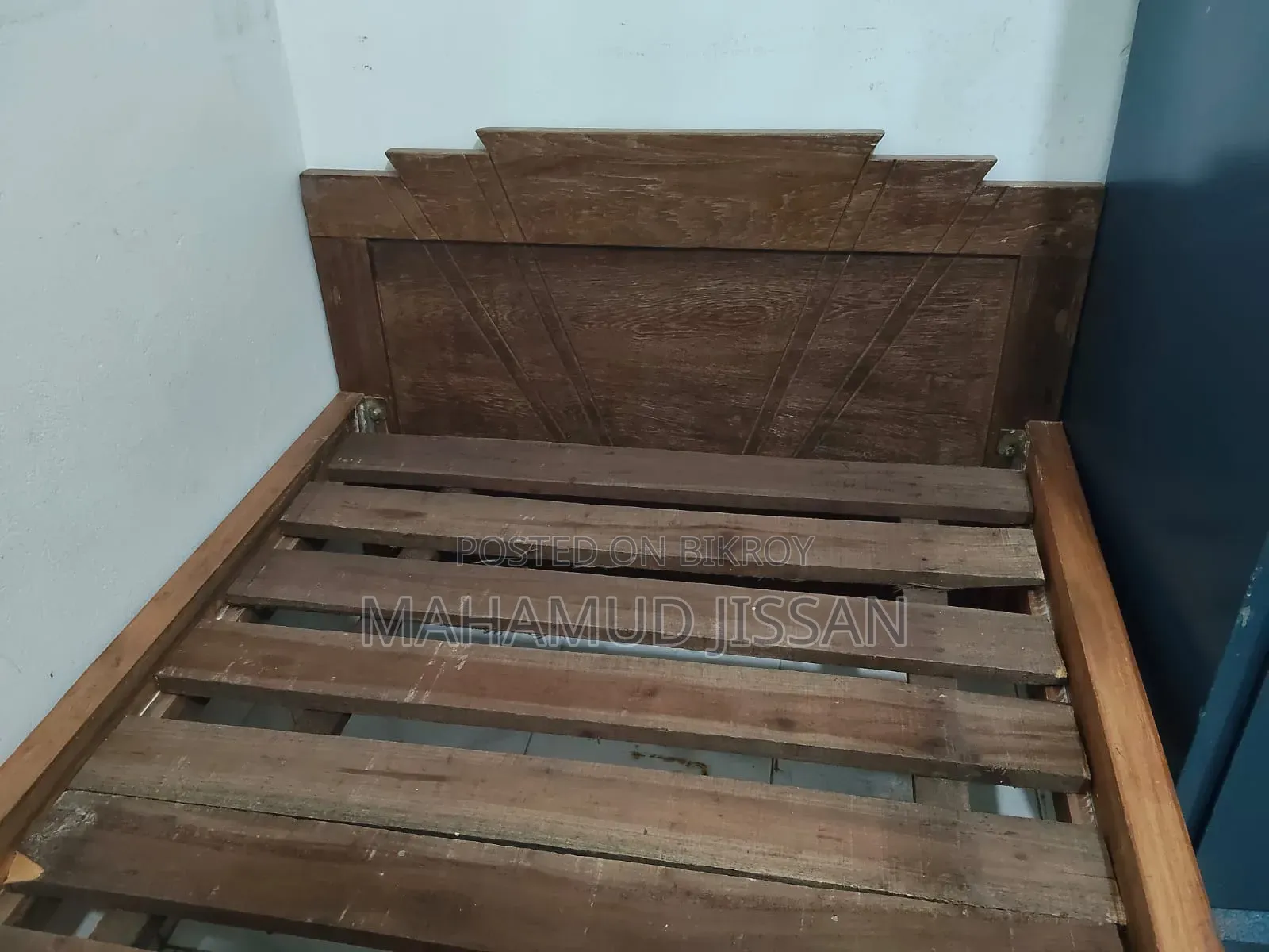 Wooden Bed. Length 6 feet 8 inches. Width 3 feet.