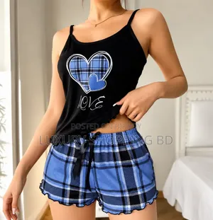 Women’s Plaid Pajama Set – Cami Top & Shorts Sleepwear