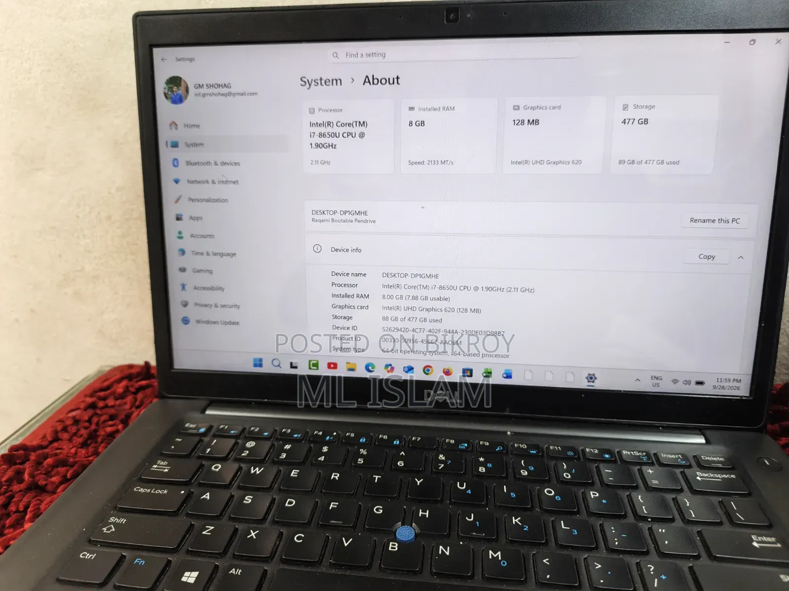 Laptop Dell Latitude 7490 8GB Intel Core i7 SSD 512GB