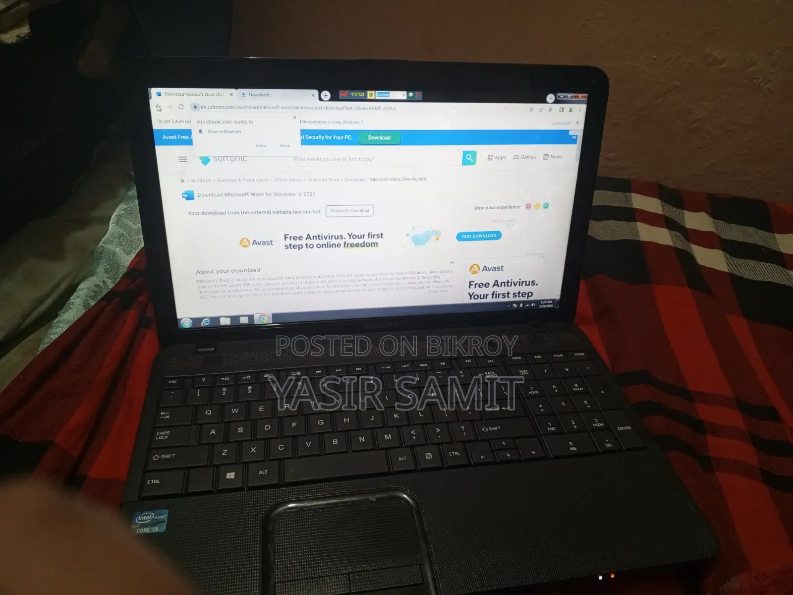 Laptop Toshiba Satellite C850 4GB Intel Core i3 SSD 256GB