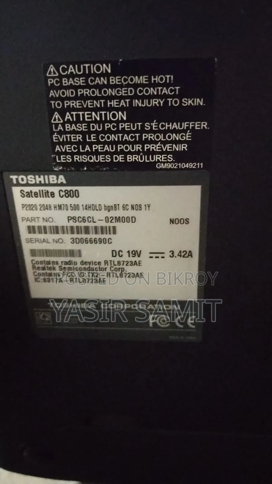 Laptop Toshiba Satellite C850 4GB Intel Core i3 SSD 256GB