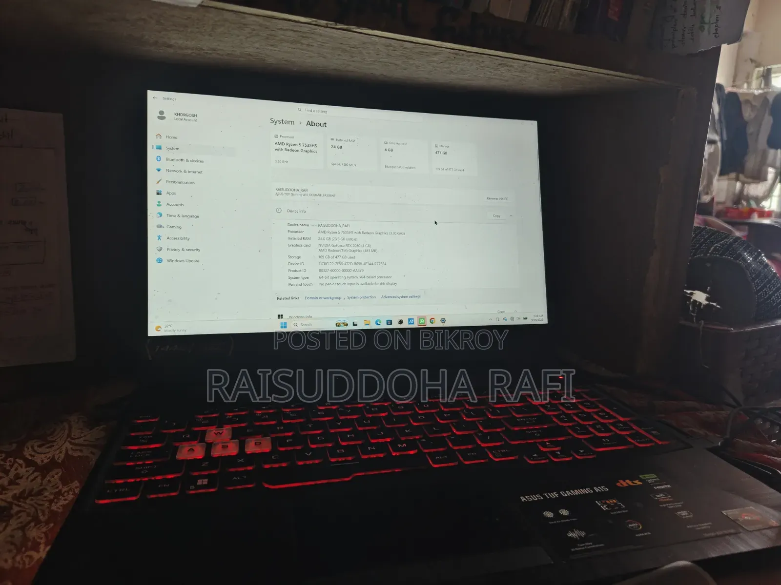 New Laptop Asus TUF Gaming A15 24GB AMD Ryzen 5 SSD 512GB