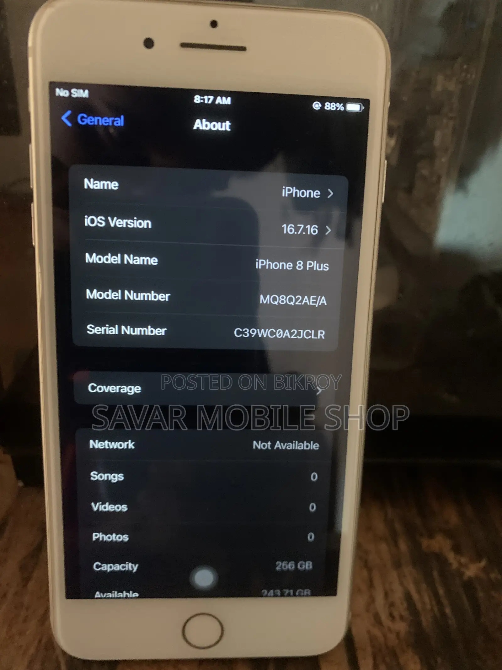 অ্যাপল আইফোন ৮ প্লাস ২৫৬ জিবি সাদা