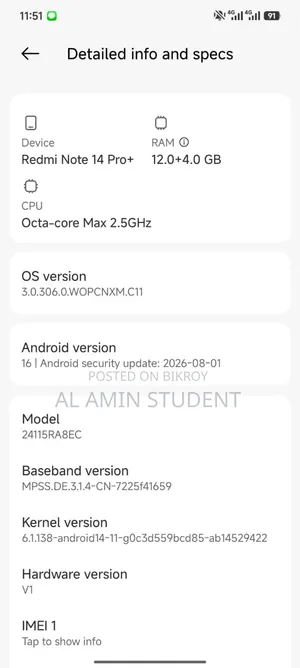 Xiaomi Redmi Note 14 Pro+ 256 GB Black