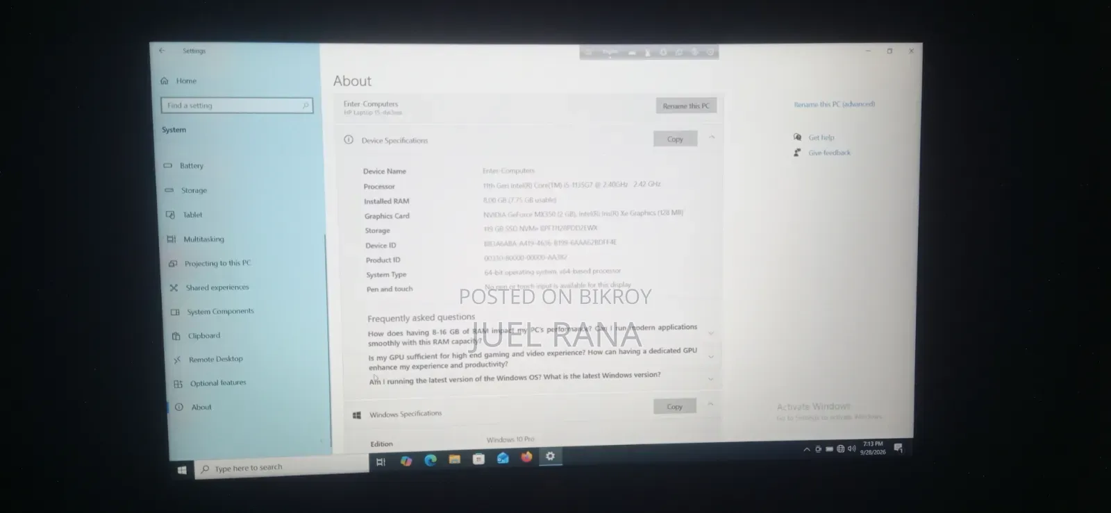 ডেস্কটপ কম্পিউটার এইচপি ৮জিবি ইন্টেল কোর আই৫ এসএসডি ১২৮জিবি
