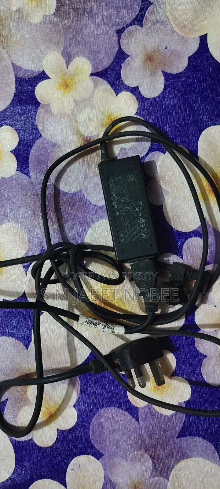 Original HP 45W Charger + Power Cable | Model HP 15-Da0020TU | Working