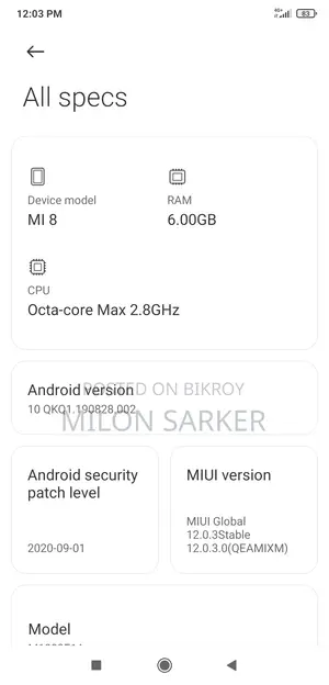 Xiaomi Mi 8 128 GB Black