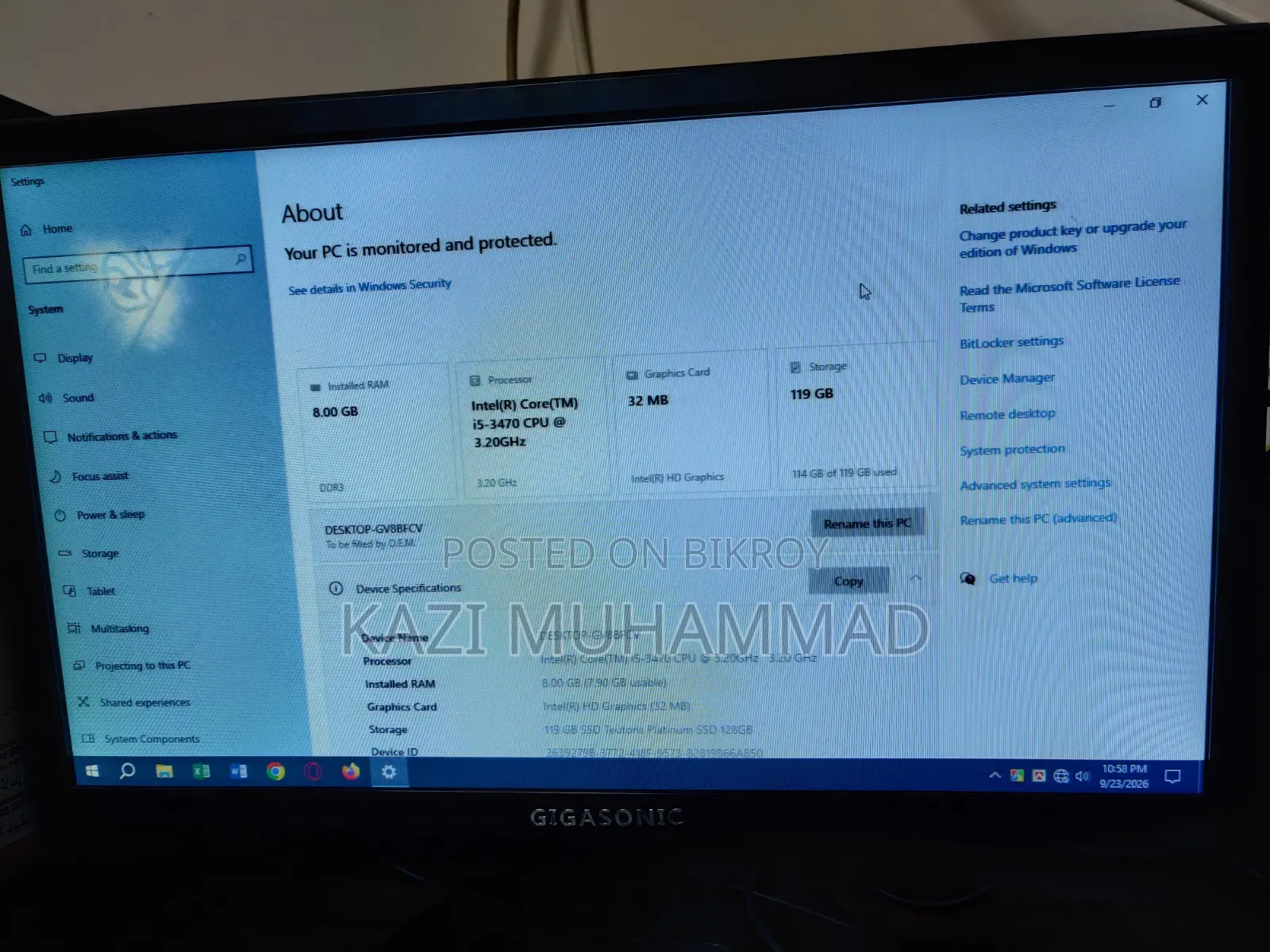 Desktop Computer 8GB Intel Core i5 SSD 128GB