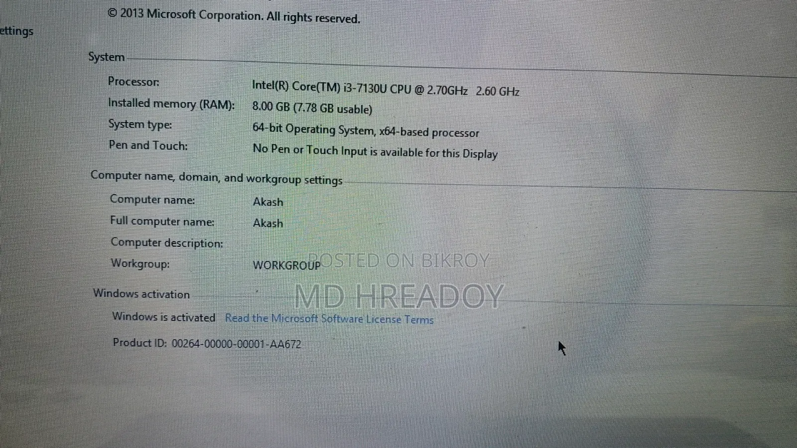 Laptop HP 250 G6 8GB Intel Core i3 SSD 128GB