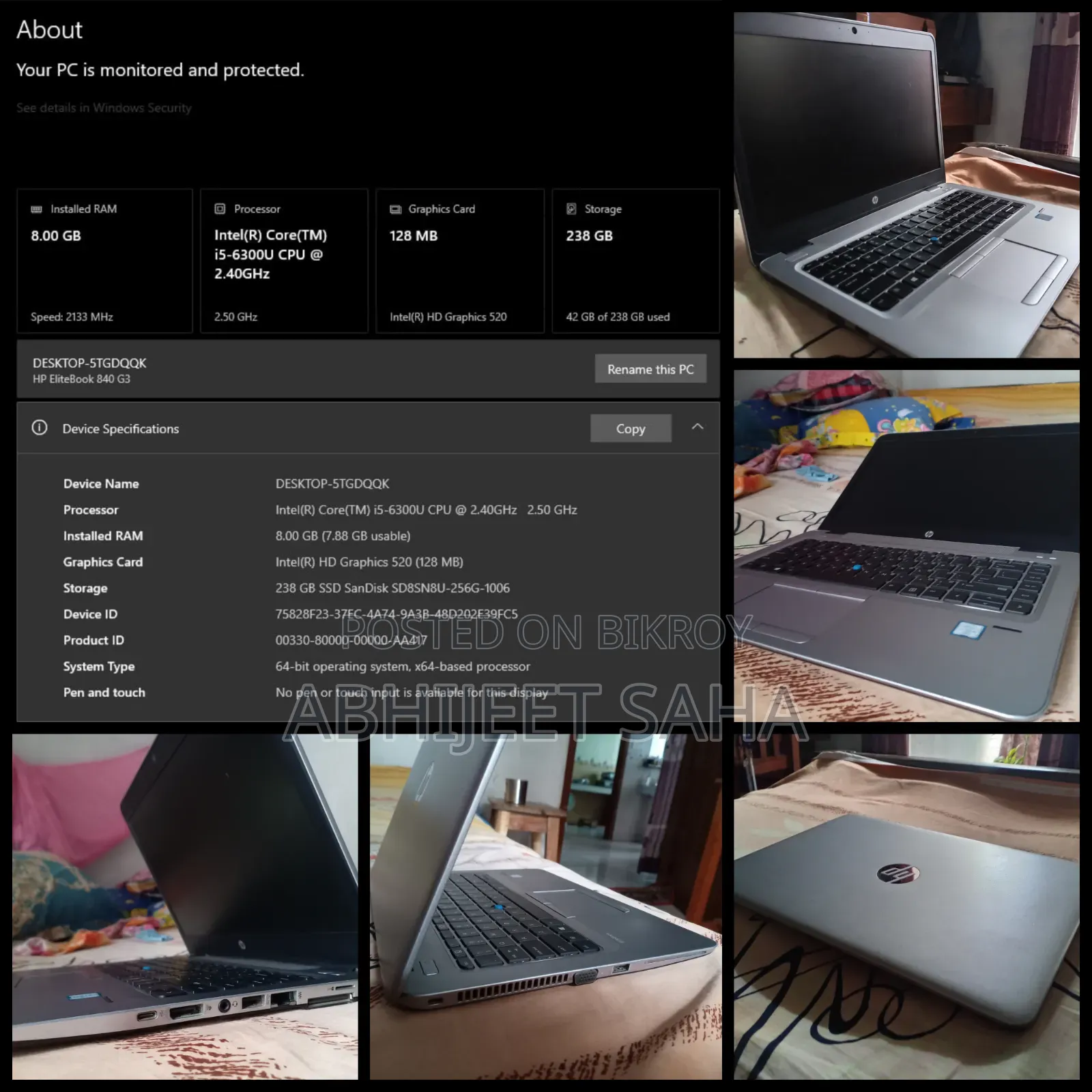 Laptop HP EliteBook 840 G3 8GB Intel Core i5 SSD 256GB