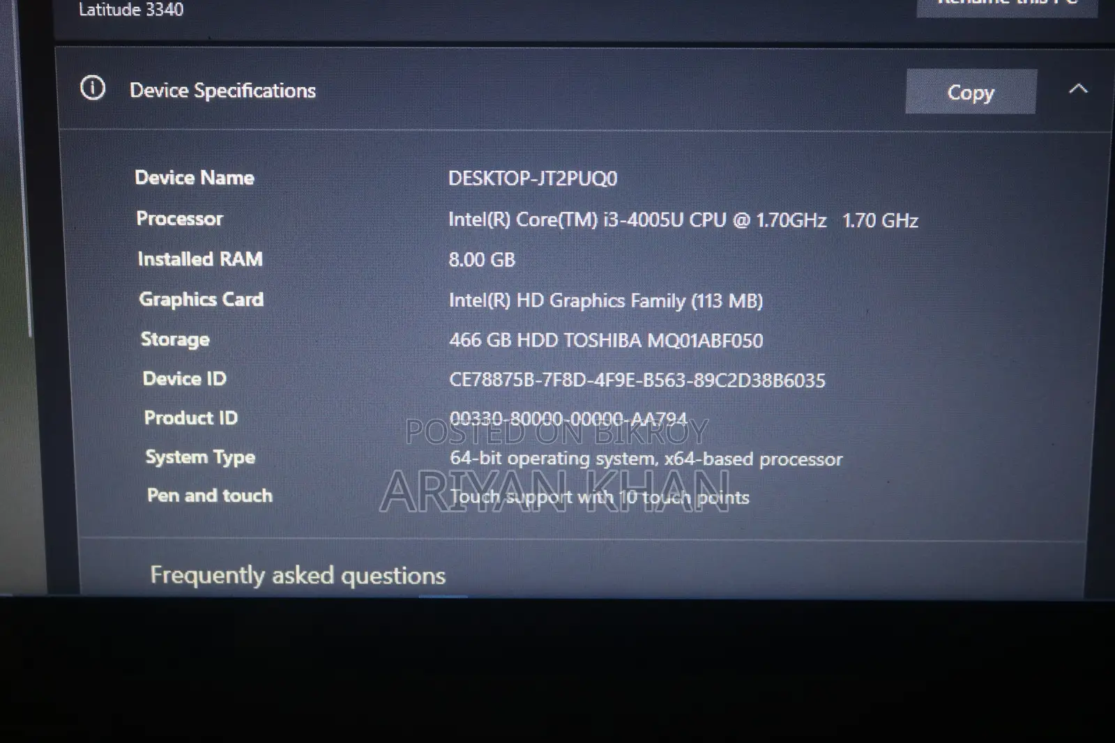 Laptop Dell Latitude 3340 8GB Intel Core i3 HDD 3T