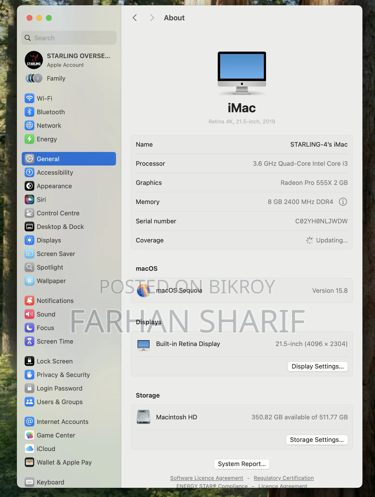 Desktop Computer Apple iMac M1 8GB Intel Core i3 SSD 512GB