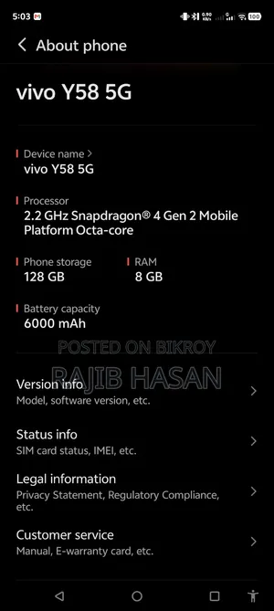 Vivo Y58 128 GB Blue