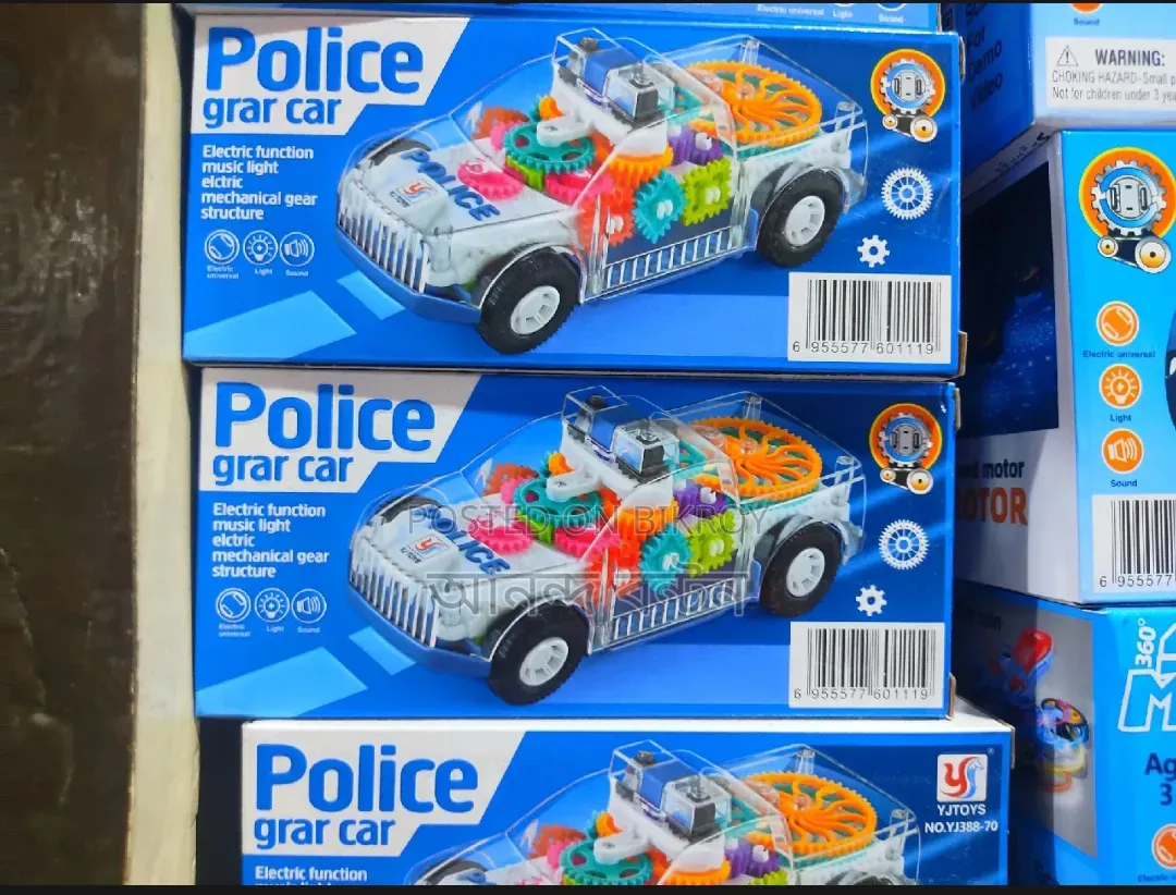 Police Gear Car Toy – Electric Music Light Mechanical Gear Transparent