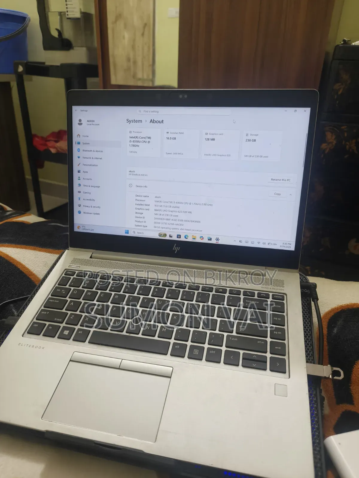 Laptop HP EliteBook 840 G5 16GB Intel Core i5 HDD 256GB
