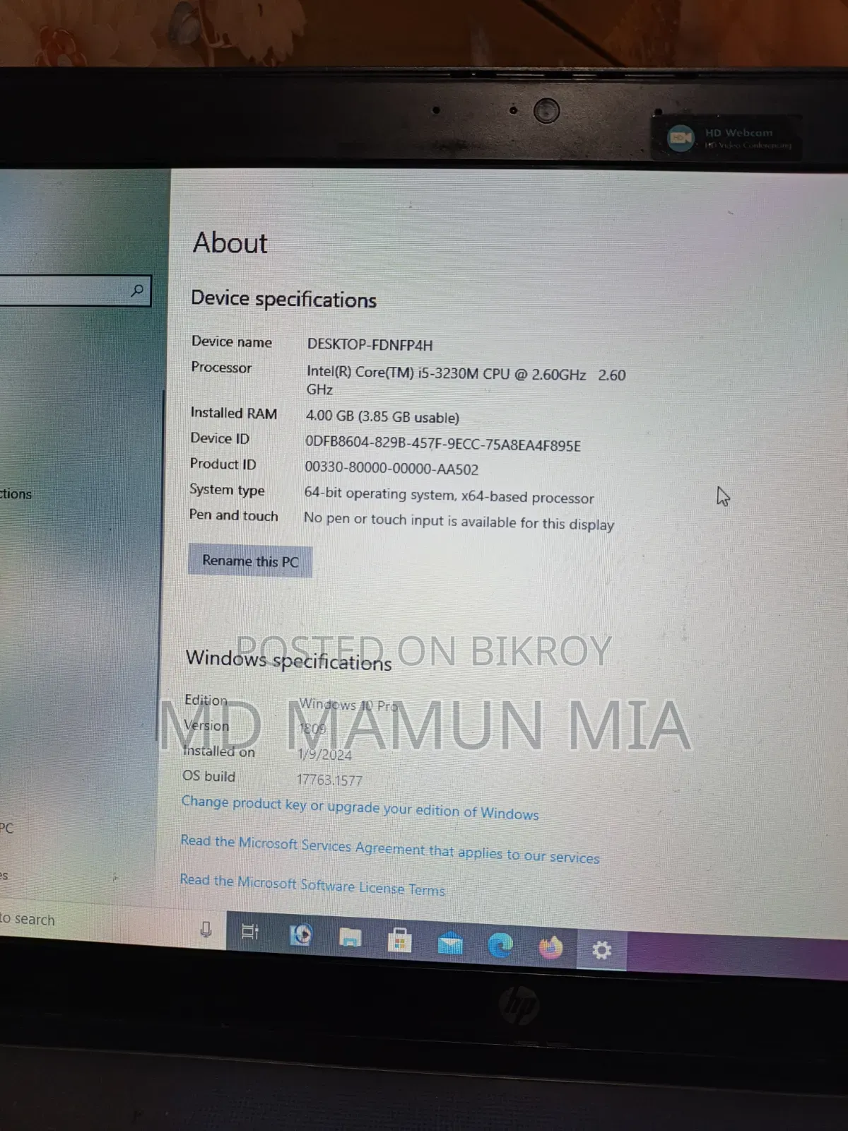 Laptop HP 15-fd1020ns 4GB Intel Core Ultra 7 SSHD+SSD 32GB