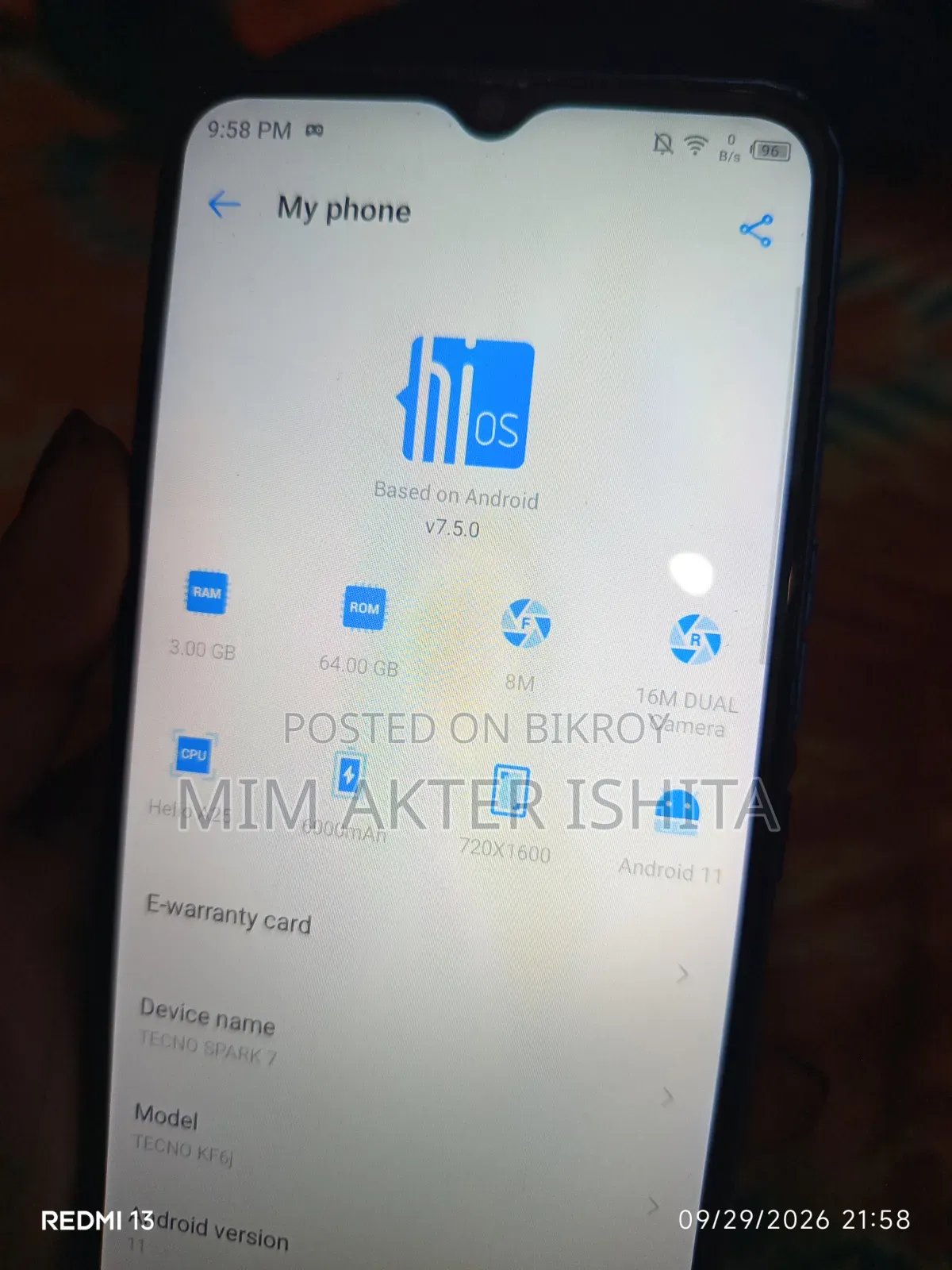 Tecno Spark 7 64 GB Blue
