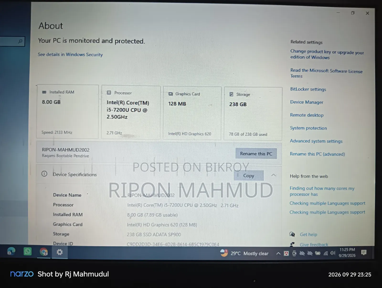 Laptop Lenovo ThinkPad X270 8GB Intel Core i5 SSD 256GB