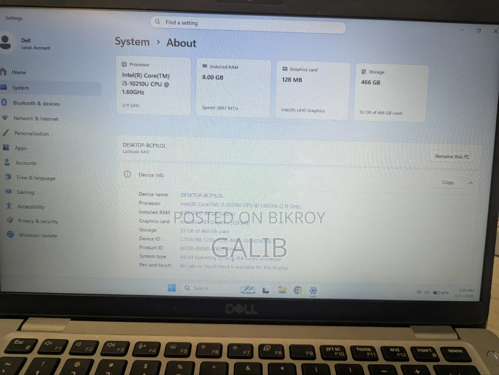 Laptop Dell Inspiron 14 8GB Intel Core i5 SSD 500GB