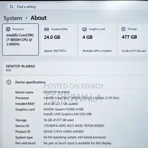 Laptop Dell Precision 5530 24GB Intel Core i7 SSD 500GB