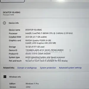 Laptop Dell Precision 5530 24GB Intel Core i7 SSD 500GB