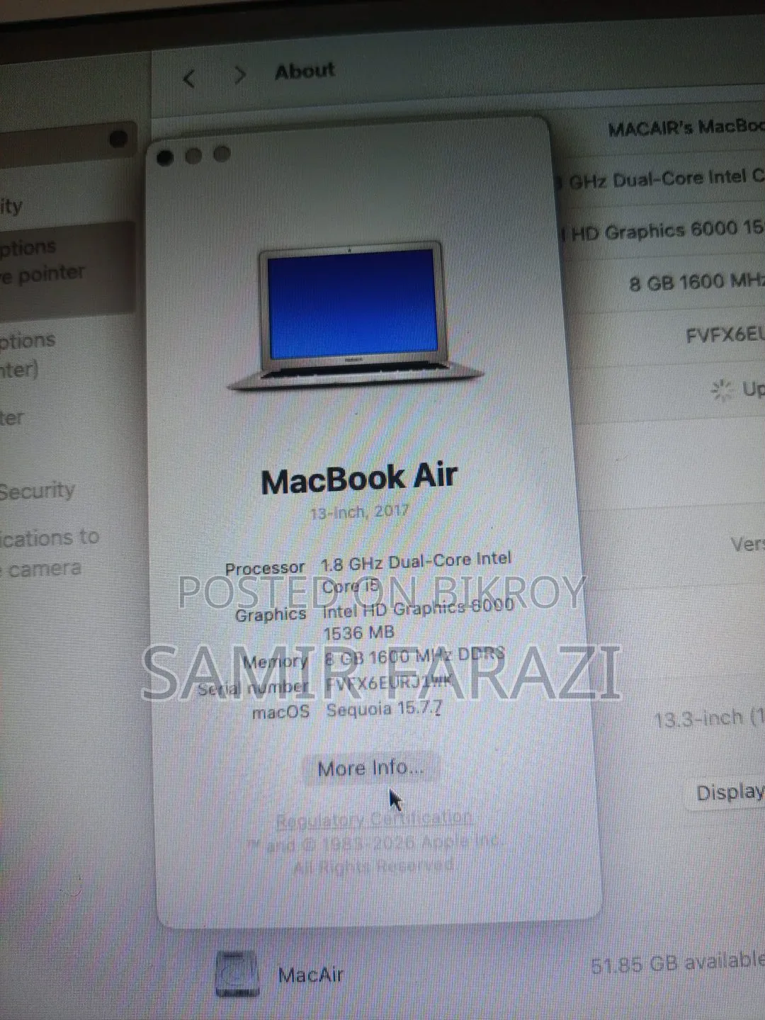Laptop Apple MacBook 2007 4GB Intel Core i5 SSD 128GB