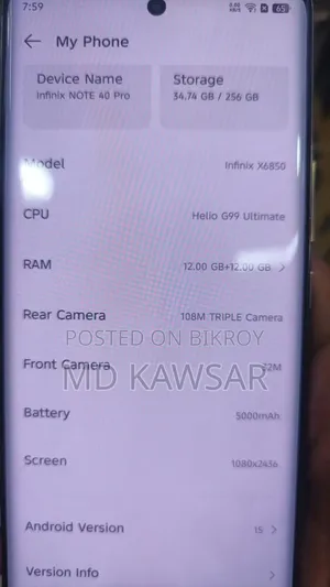 Infinix Note 40 Pro 256 GB Yellow