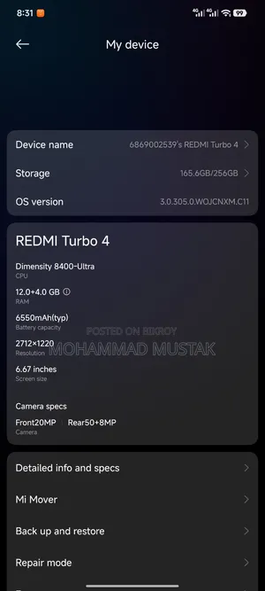 Xiaomi Redmi Turbo 4 256 GB White
