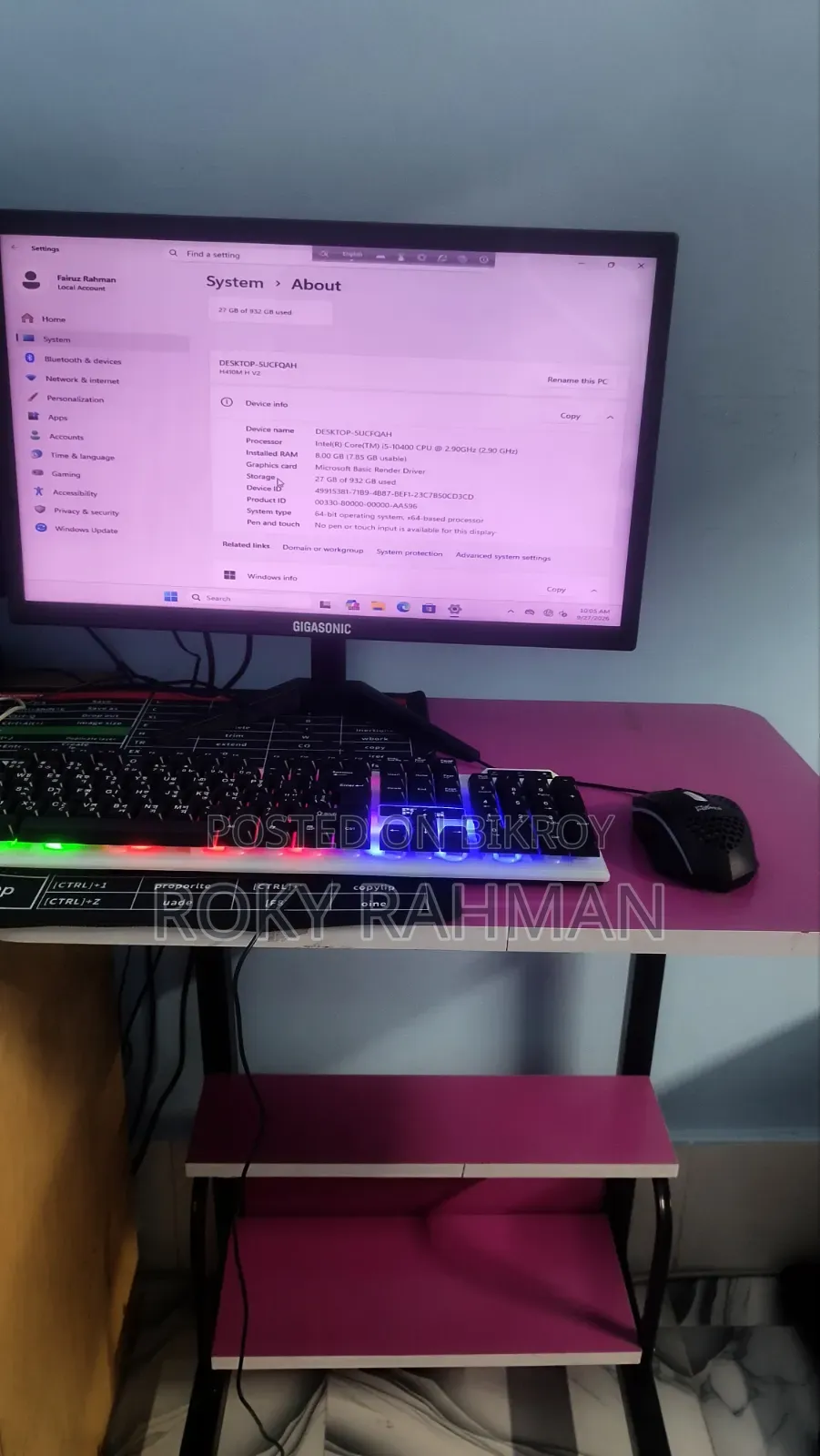 Desktop Computer Gigabyte 8GB Intel Core i5 1TB HDD