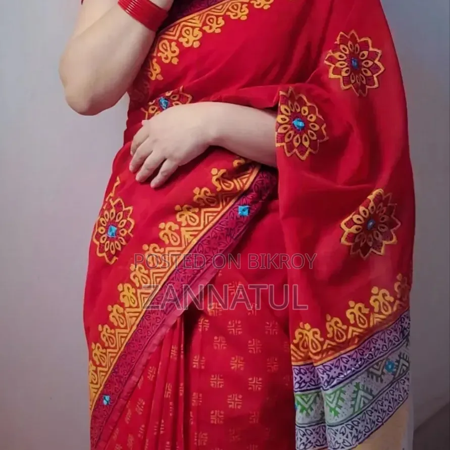 Halfsilk Block Print Sharee