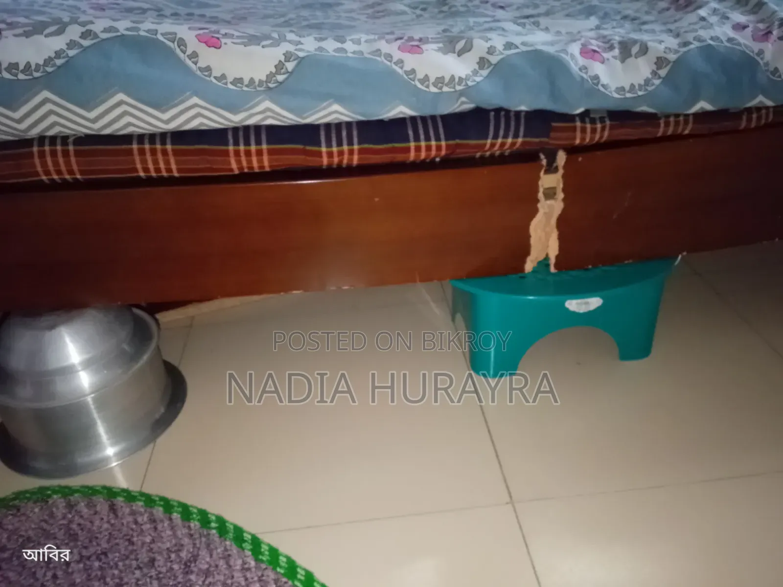 Broken Bed for Sale, with Mattress and Quilt.