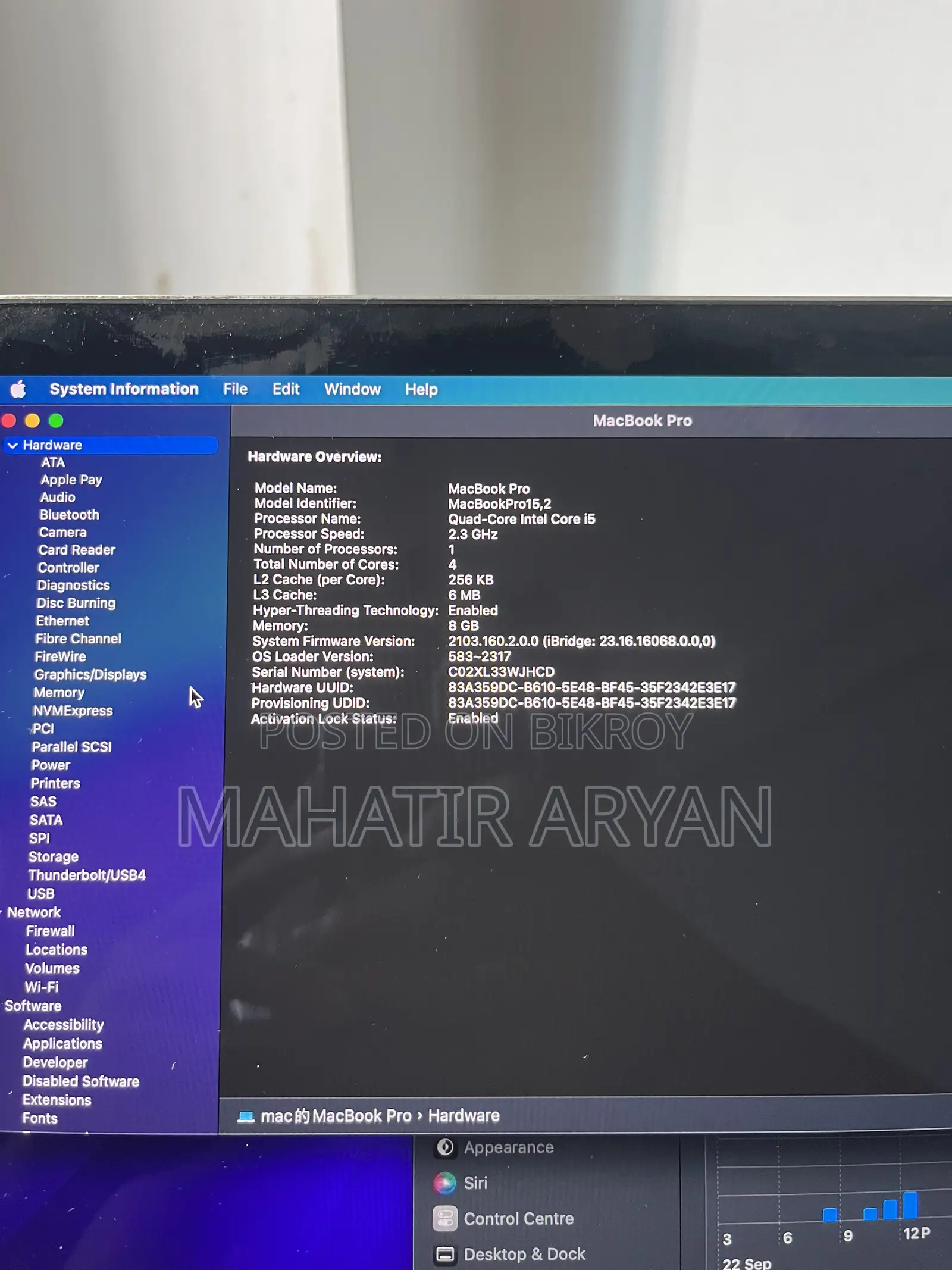 Laptop Apple MacBook Pro 2018 8GB Intel Core i5 SSD 256GB