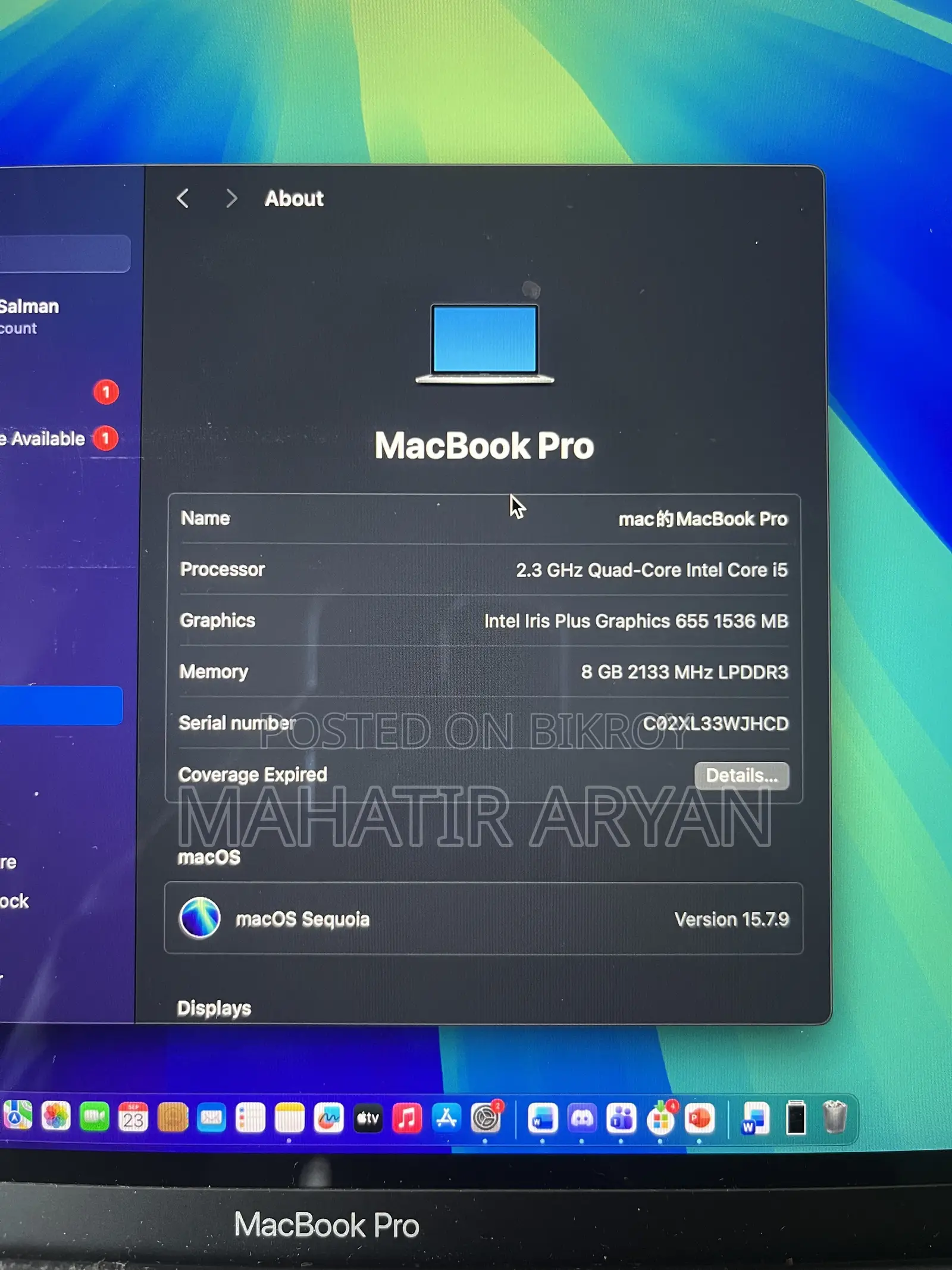 Laptop Apple MacBook Pro 2018 8GB Intel Core i5 SSD 256GB