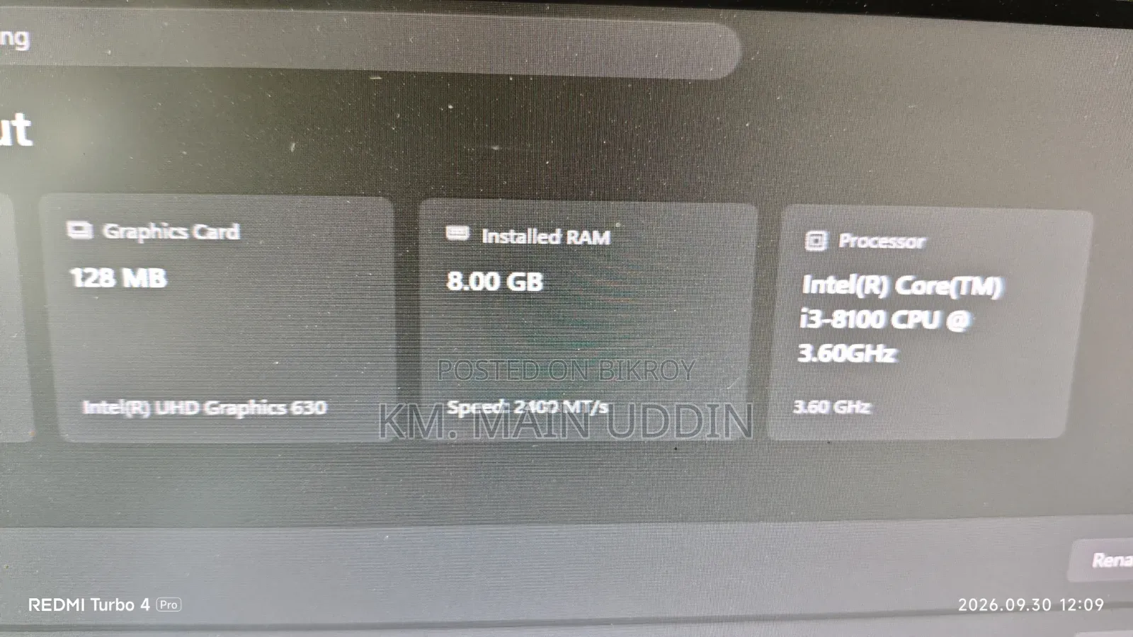 Desktop Computer Gigabyte 8GB Intel Core i3 SSD 128GB