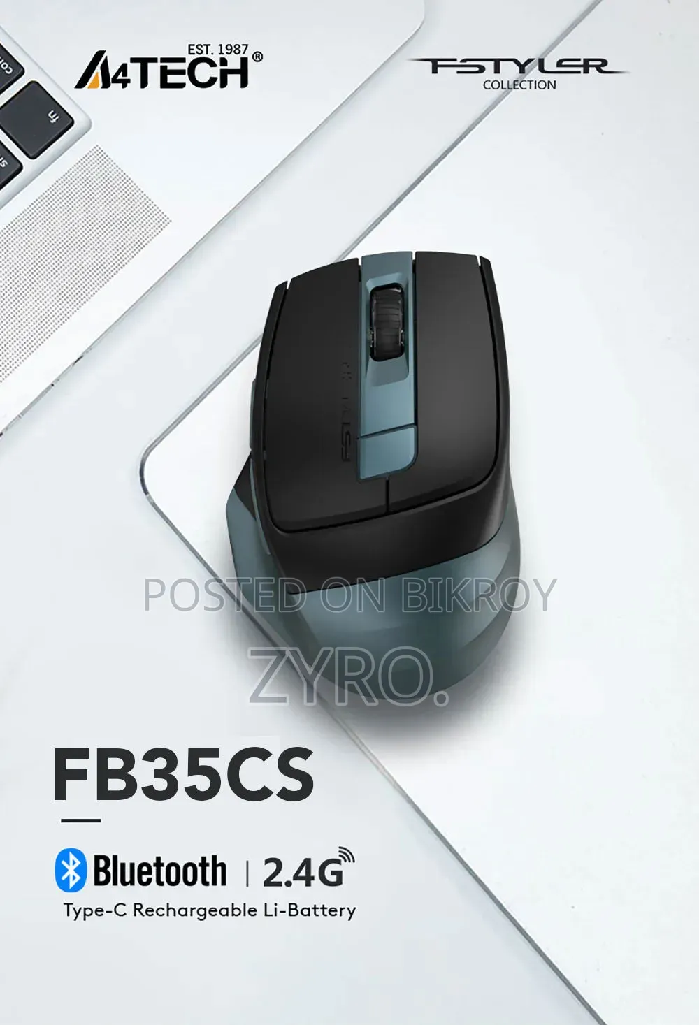 A4TECH FB35C Fstyler Dual Mode Rechargeable Wireless Mouse