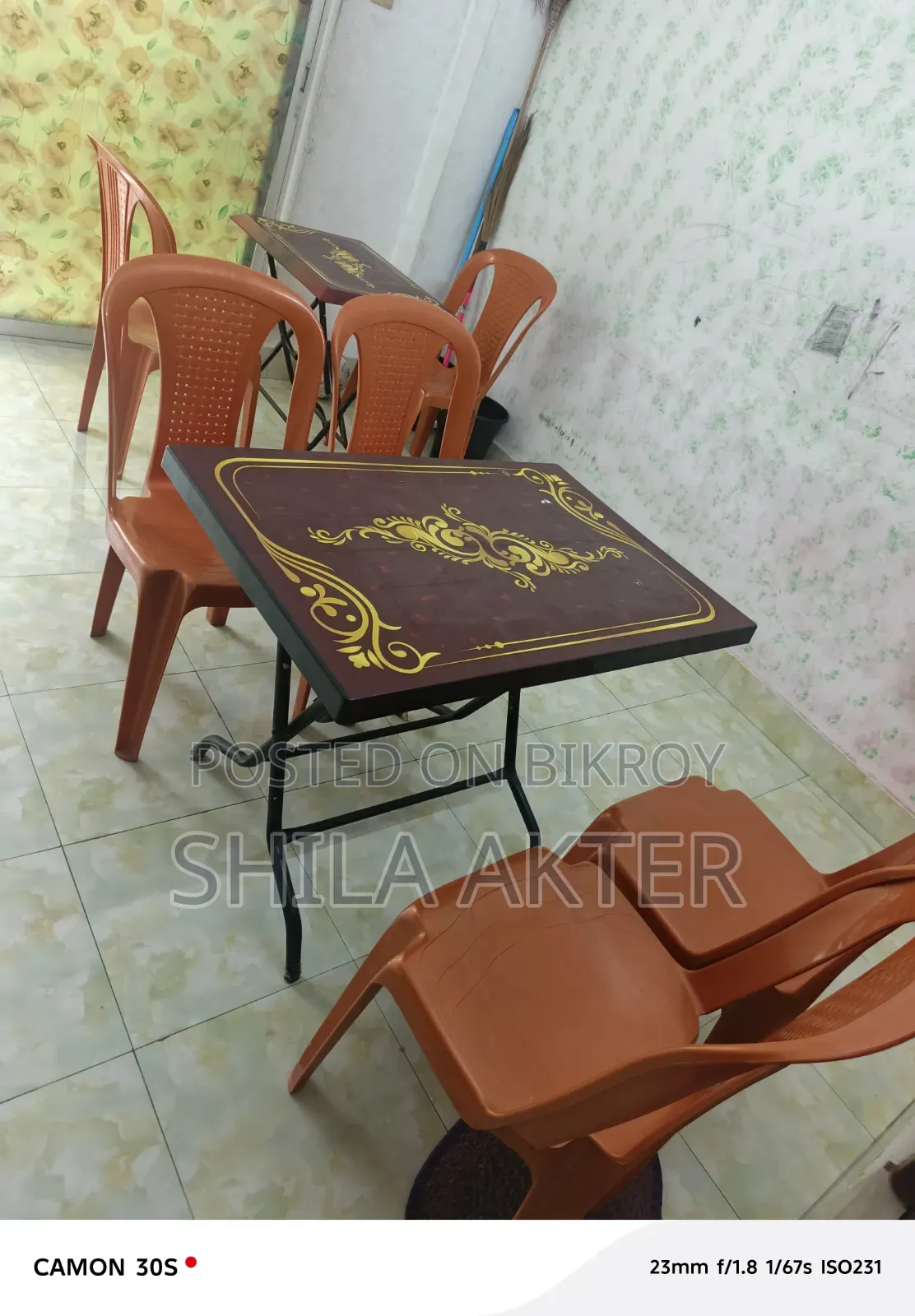 Two tables, six chairs