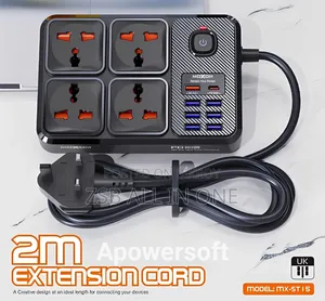 MOXOM MX-ST17 Power Strip 4 Socket 7 USB + 1Type-C 20W 2m Black