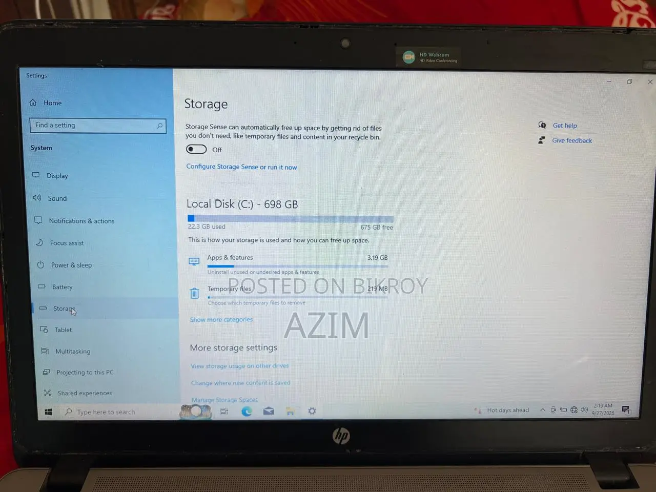 ল্যাপটপ HP ProBook 450 ৪জিবি ইন্টেল কোর আই৫ এইচডিডি ৭০০জিবি
