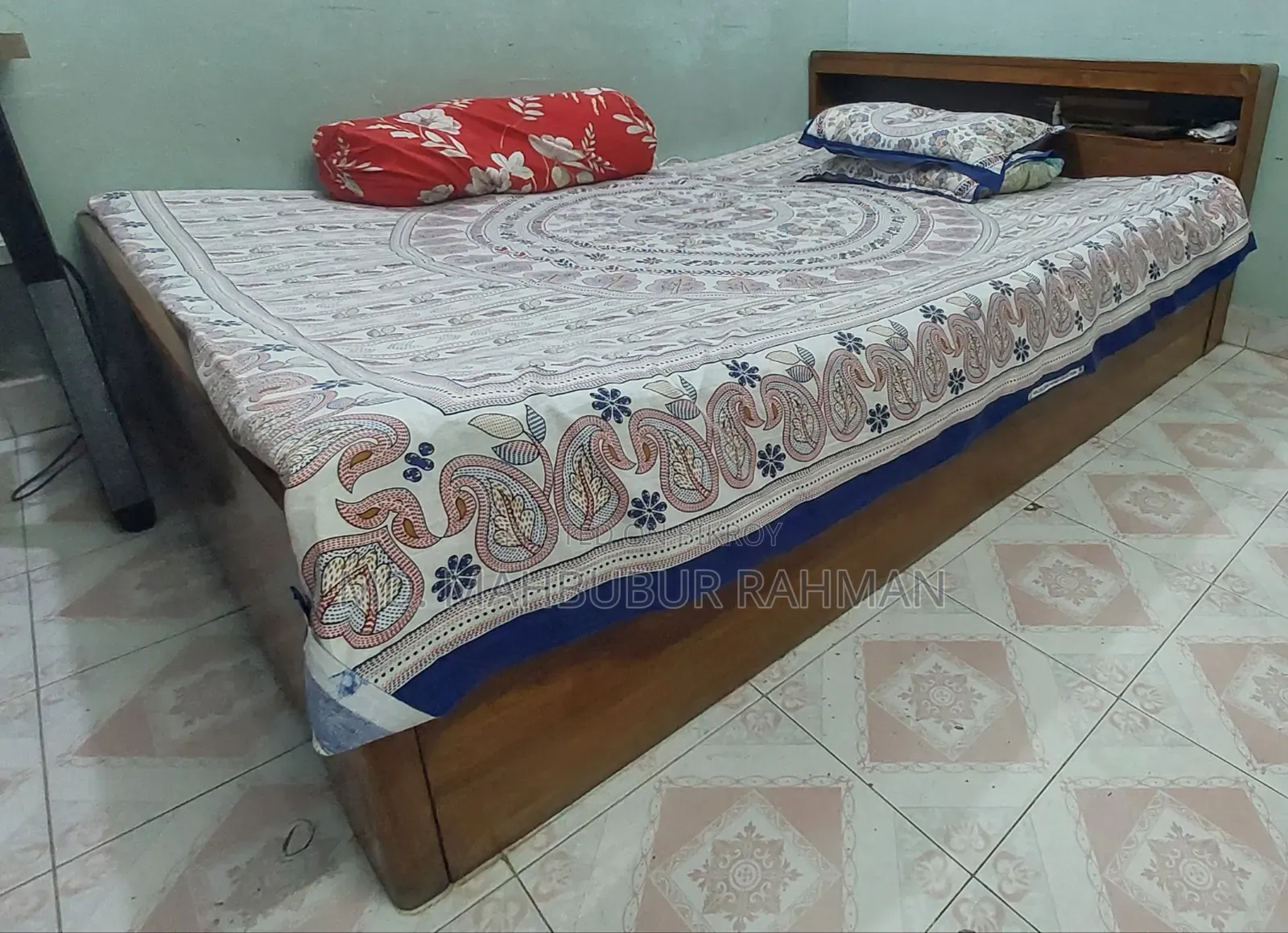 সেগুন কাঠের ডাবল বেড ৫ ফিট × ৭ ফিট