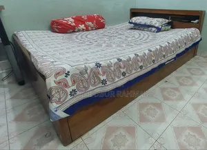 সেগুন কাঠের ডাবল বেড ৫ ফিট × ৭ ফিট