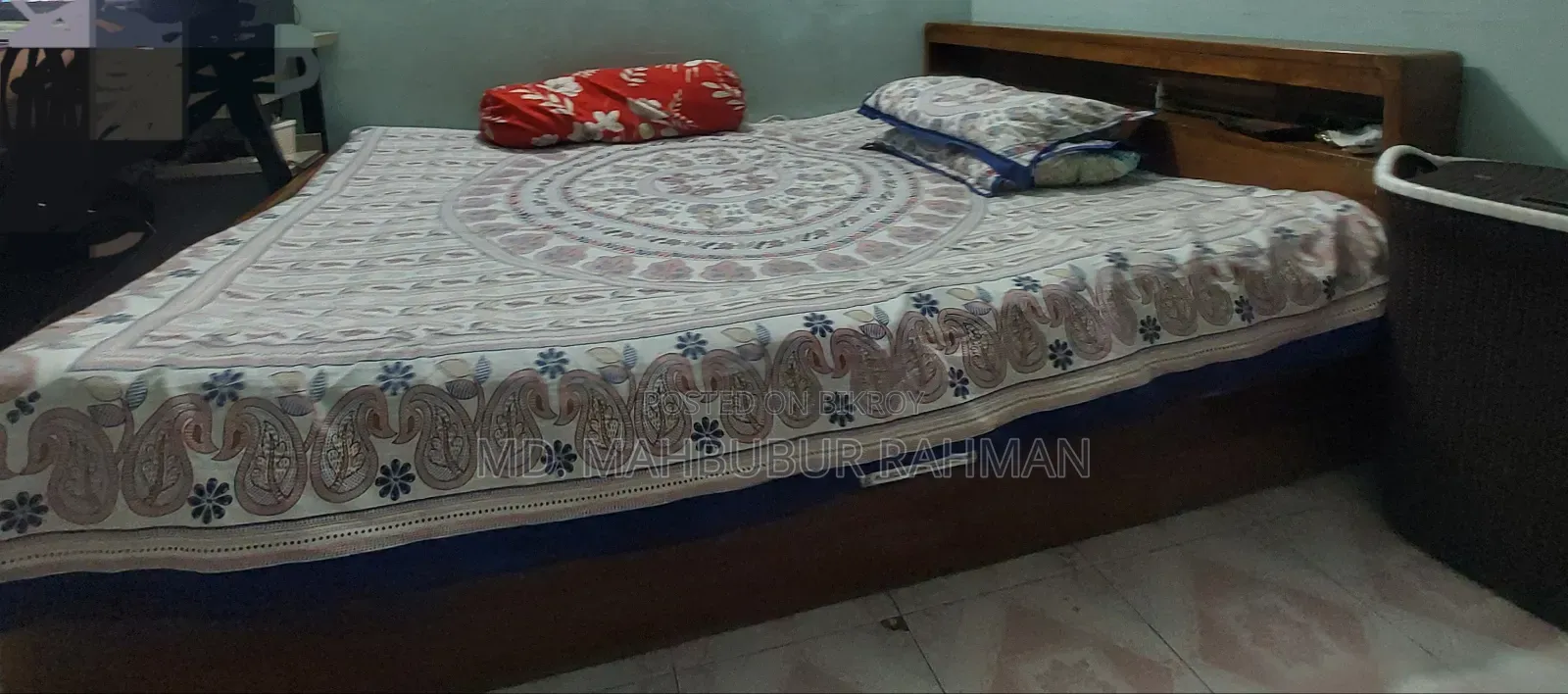 সেগুন কাঠের ডাবল বেড ৫ ফিট × ৭ ফিট
