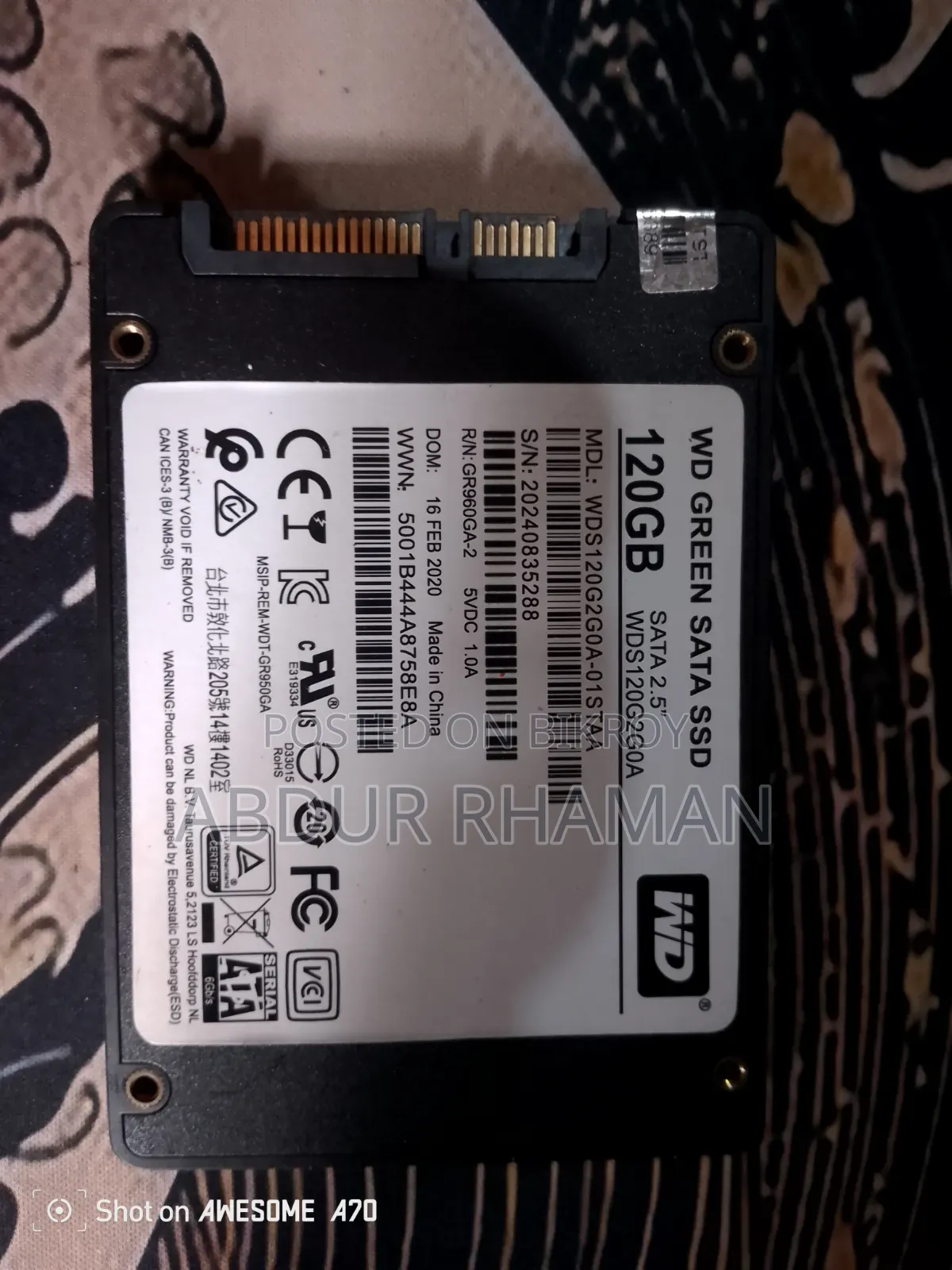 Wd Green 120gb Sata SSD ফ্রেশ কন্ডিশন