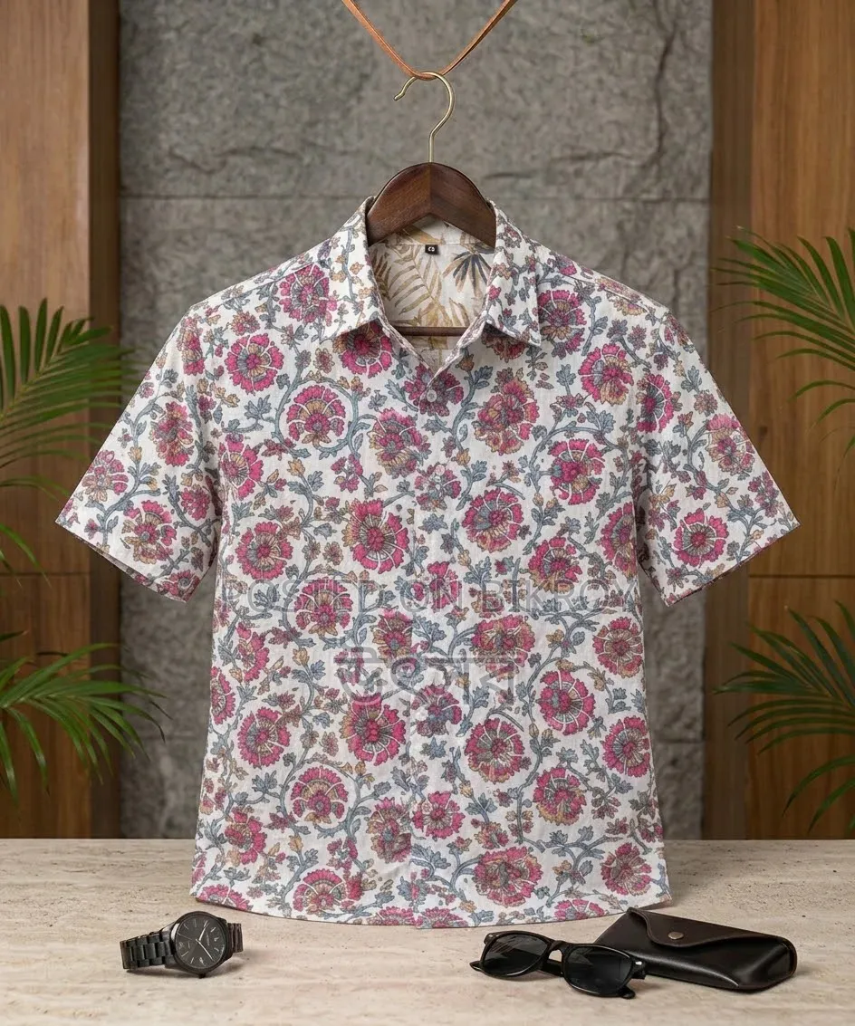 Print Shirt Cotton Half Sleeve for Men's